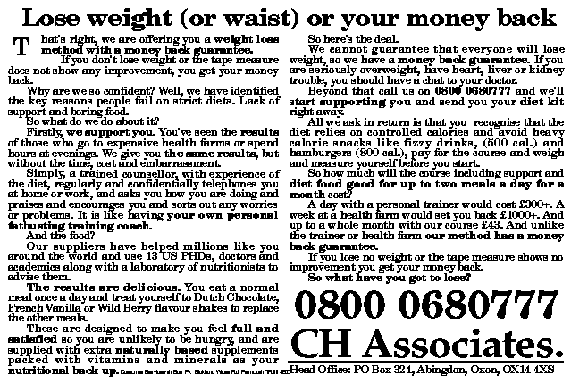Weight loss ad.